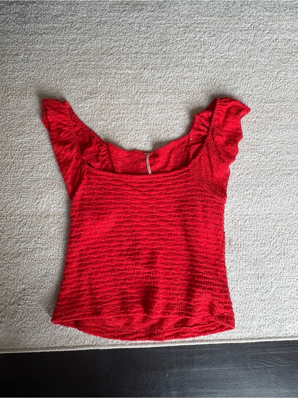 Free People Red Ruffle Strap Tank